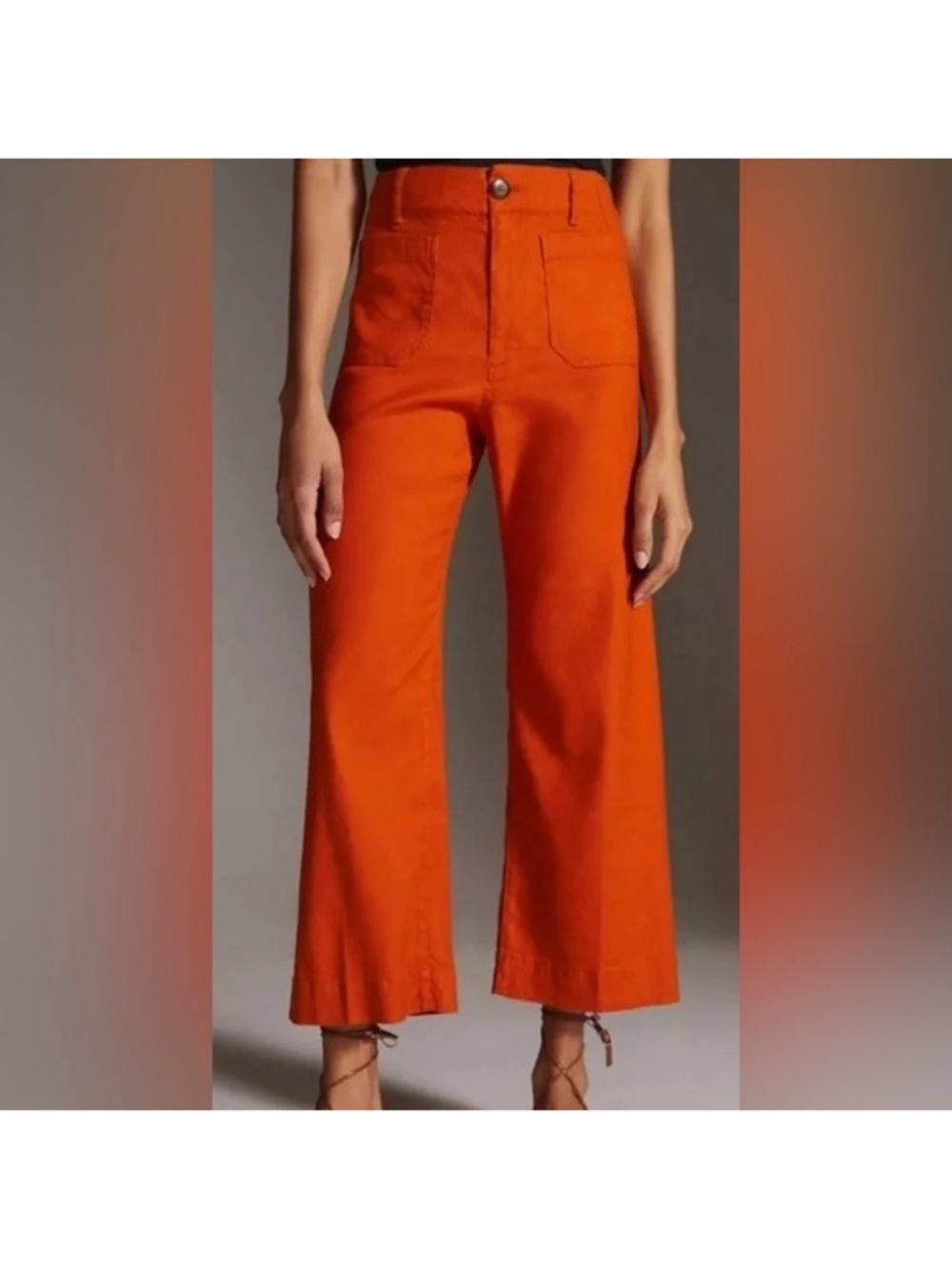 Maeve Orange Cropped Wide-Leg Pants